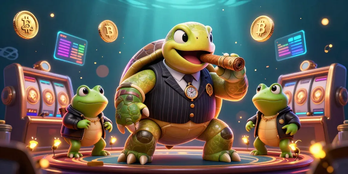 Experience thrilling gaming excitement with ea88's vibrant 3D casino illustration featuring a mobster turtle and bullfrogs.