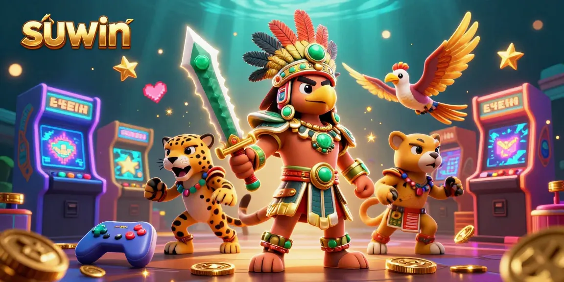 Win big with suwin's interactive casino experience featuring colorful 3D game elements!