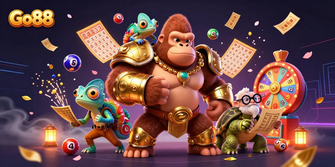 Go88 showcases thrilling lottery action with vibrant characters and dynamic game elements in a captivating casino scene.