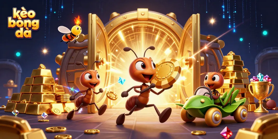 Engage in thrilling kèo bóng đá adventures with a 3D team of ants heisting a massive poker chip!